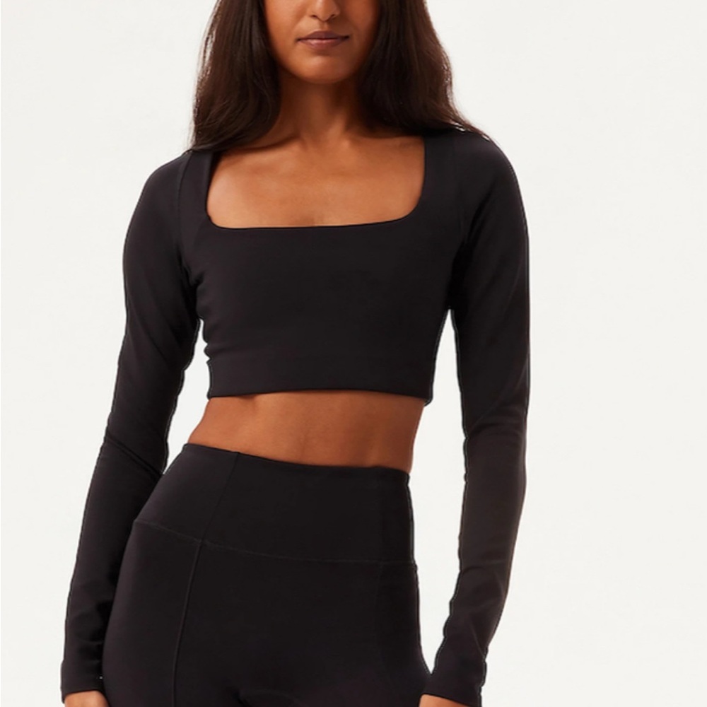Girlfriend Collective‎ Black Long Sleeve Crop Top